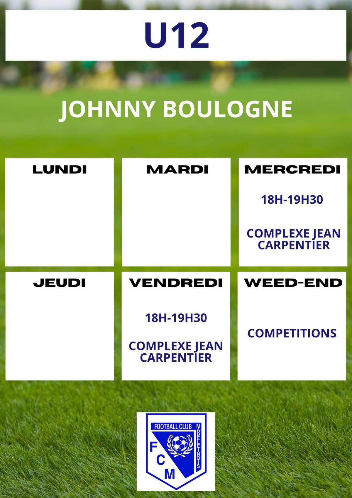 Planning des entrainements