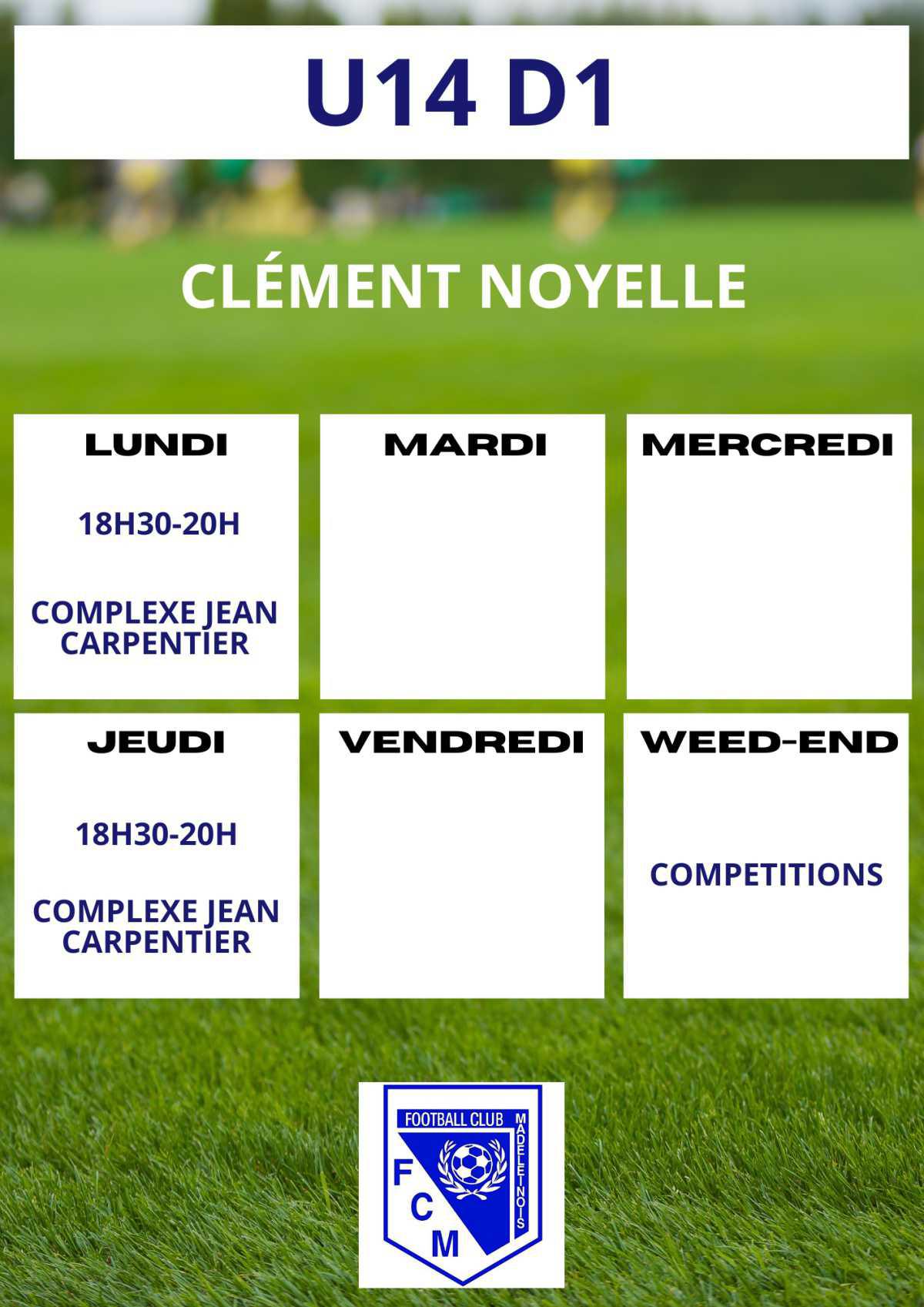 Planning des entrainements