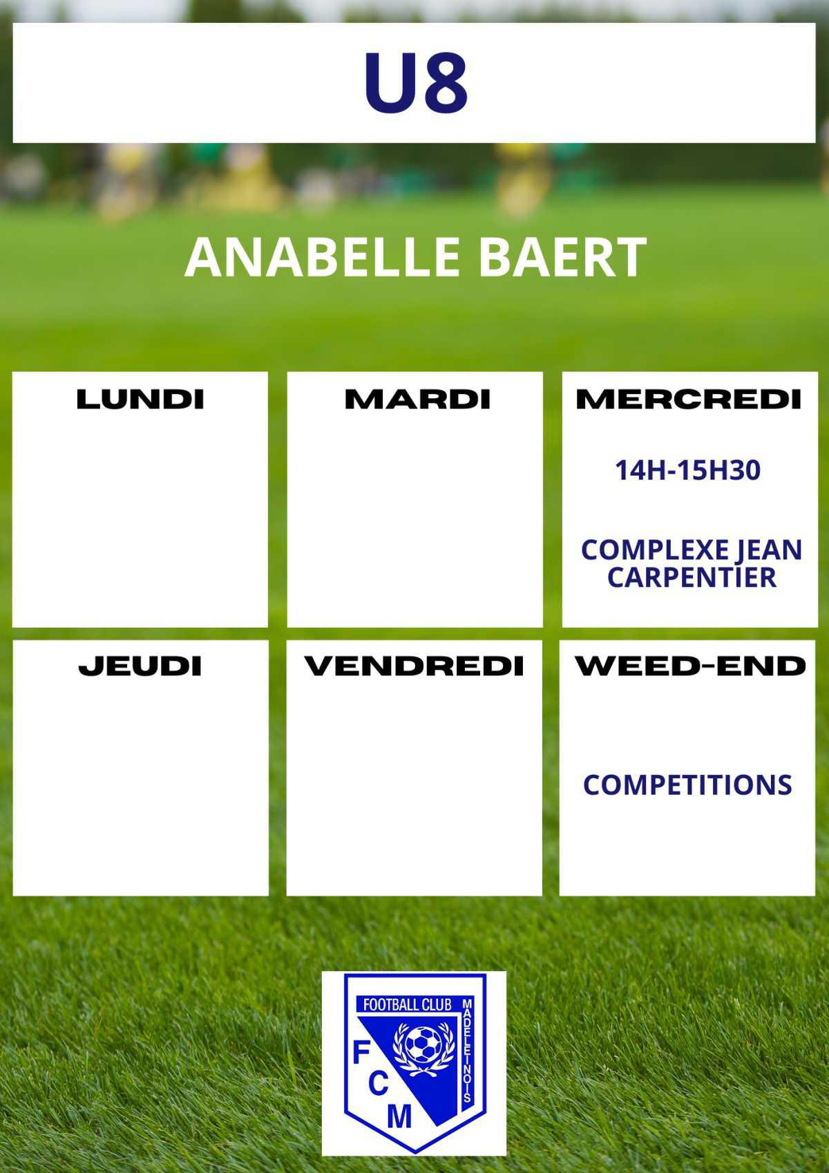 Planning des entrainements