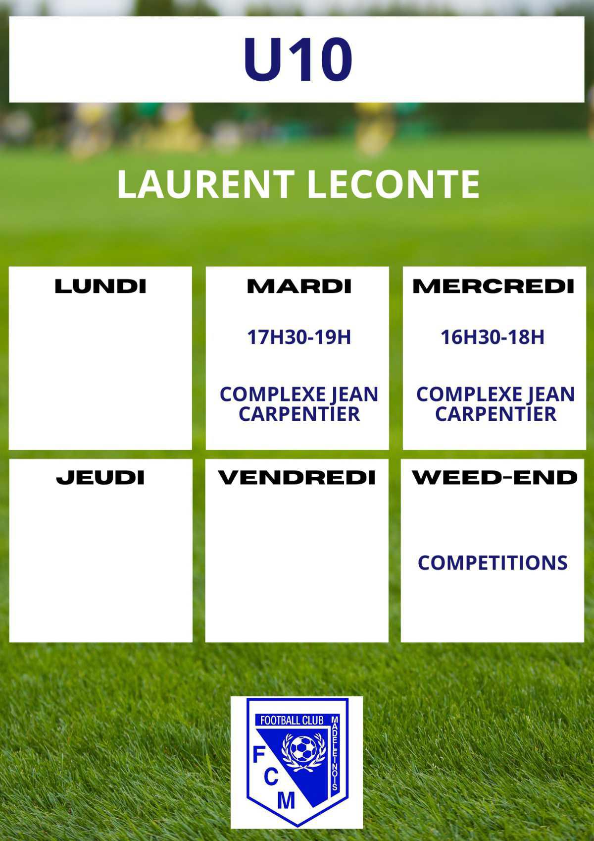 Planning des entrainements