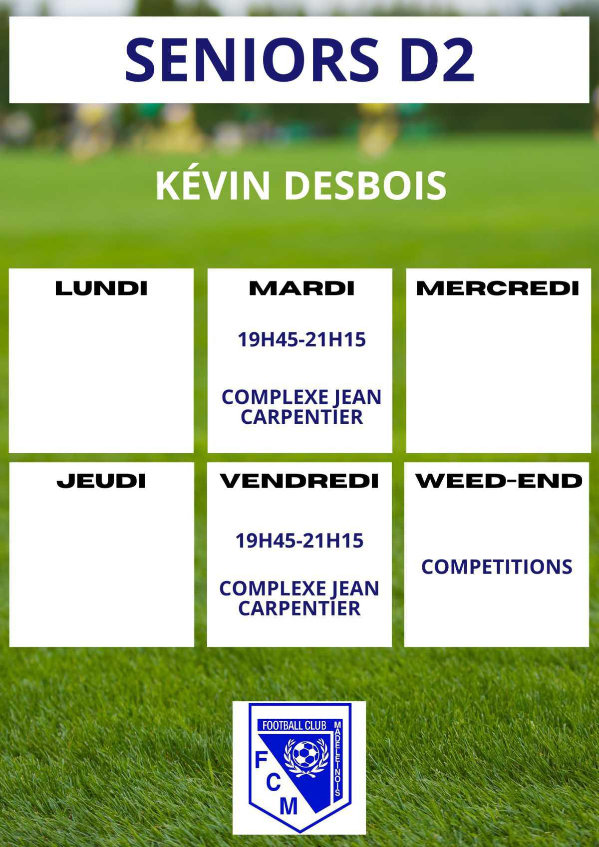 Planning des entrainements