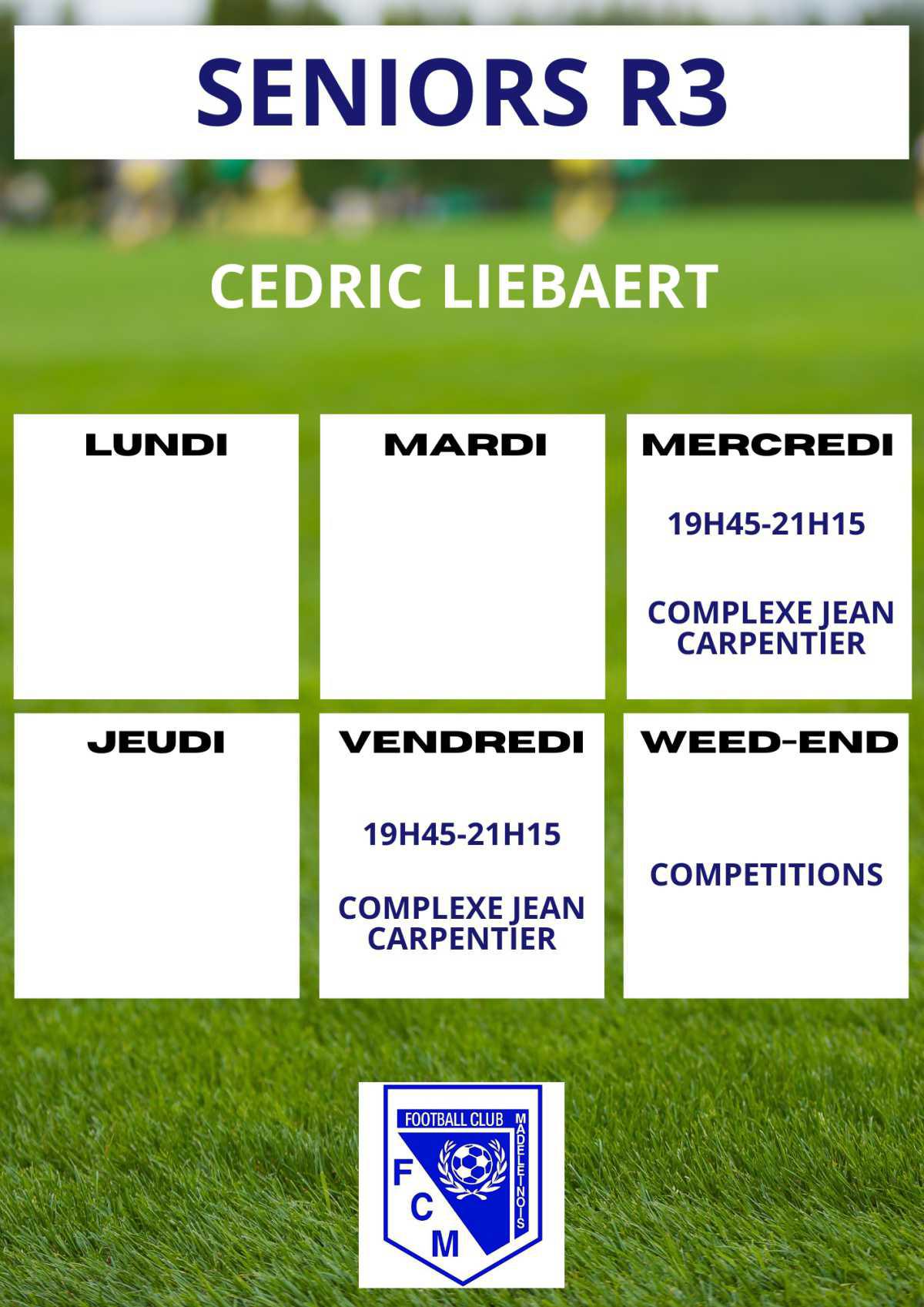 Planning des entrainements