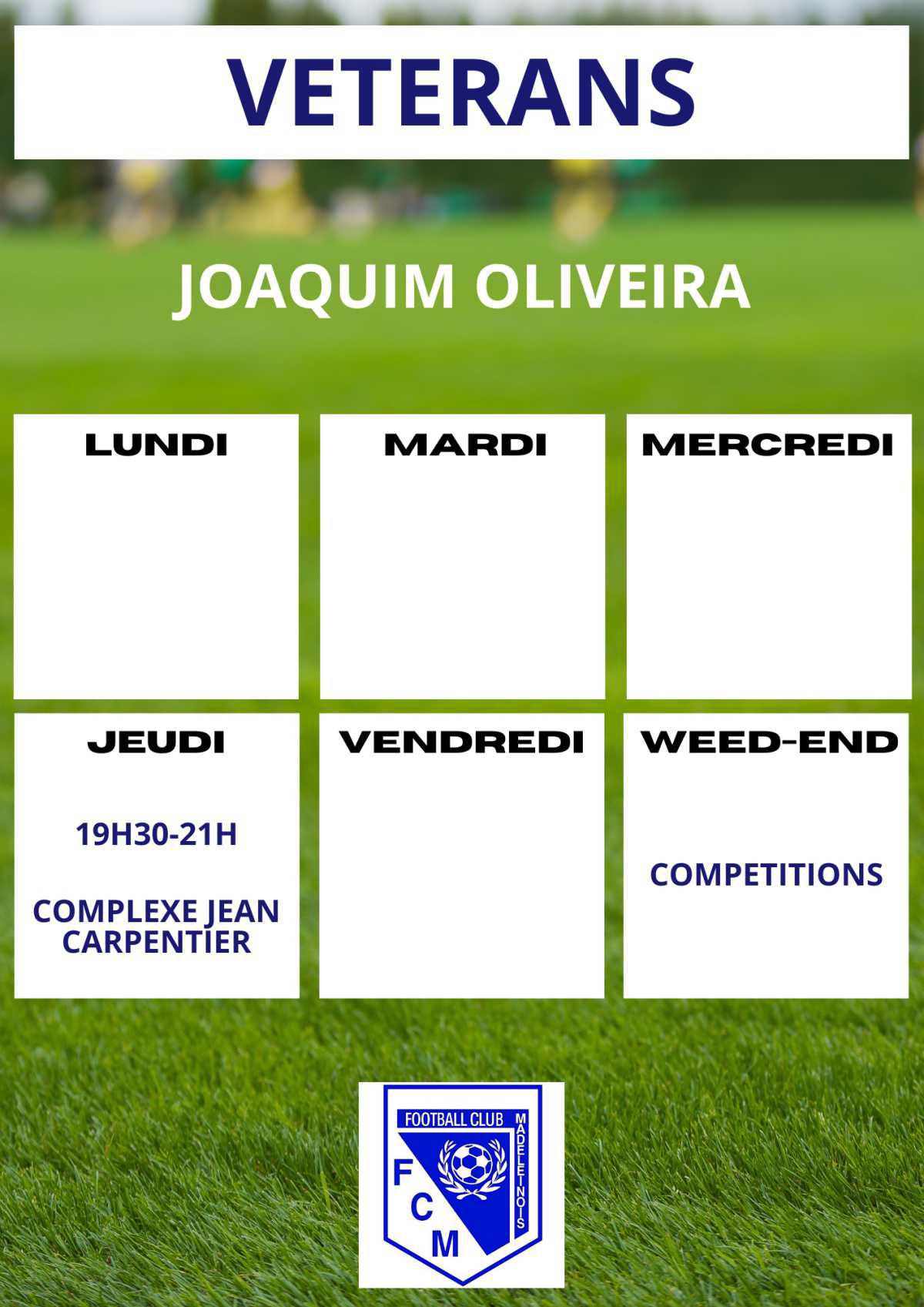 Planning des entrainements