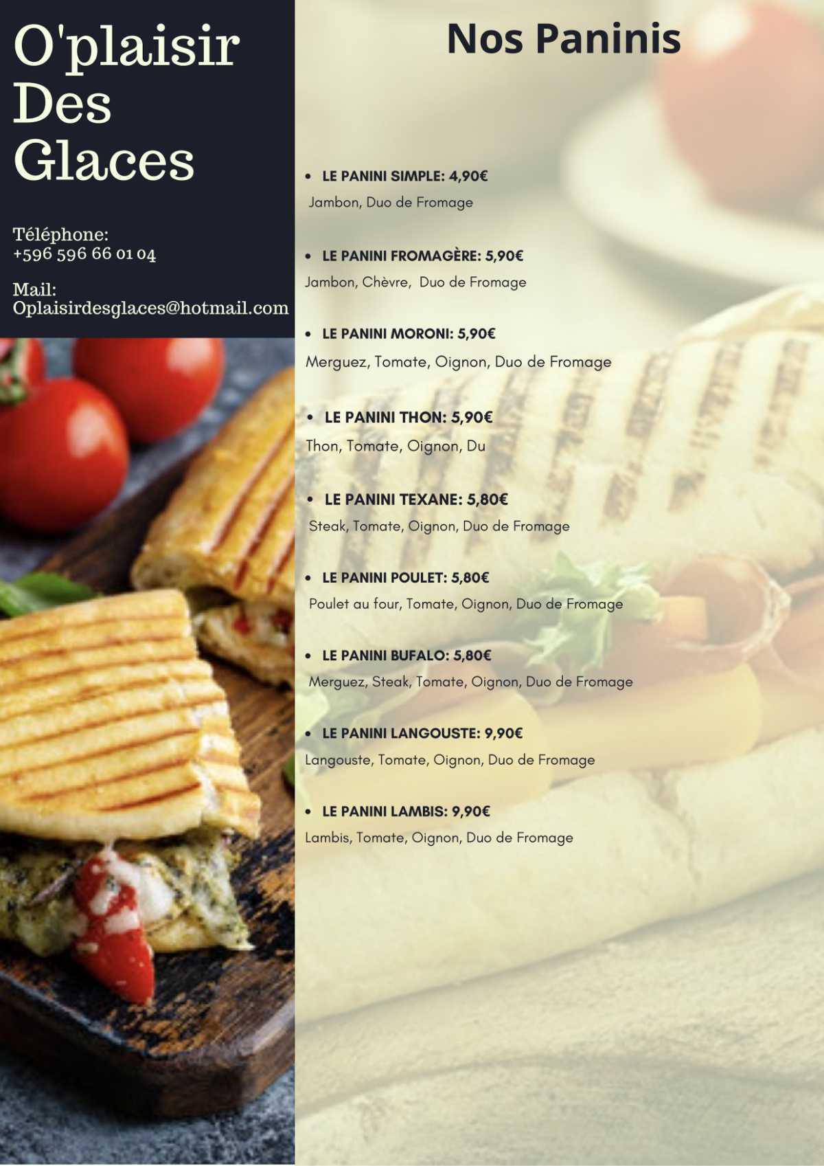 Notre menu