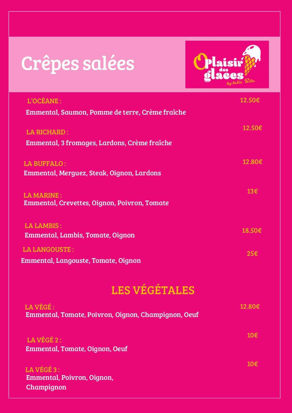 Notre menu