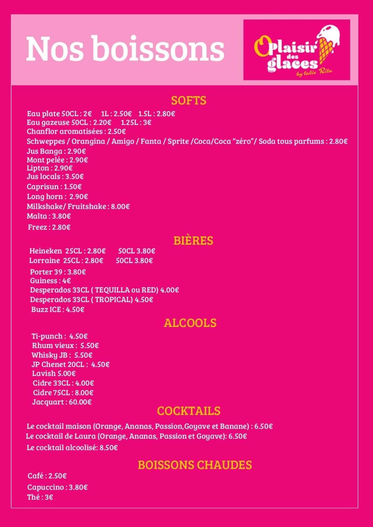 Notre menu