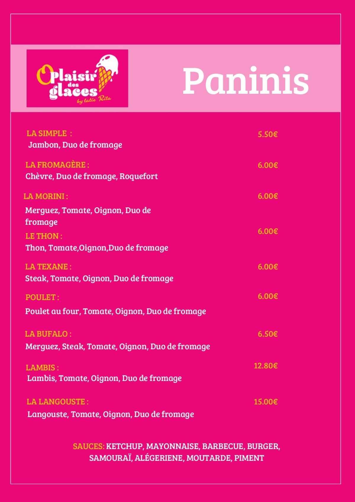 Notre menu