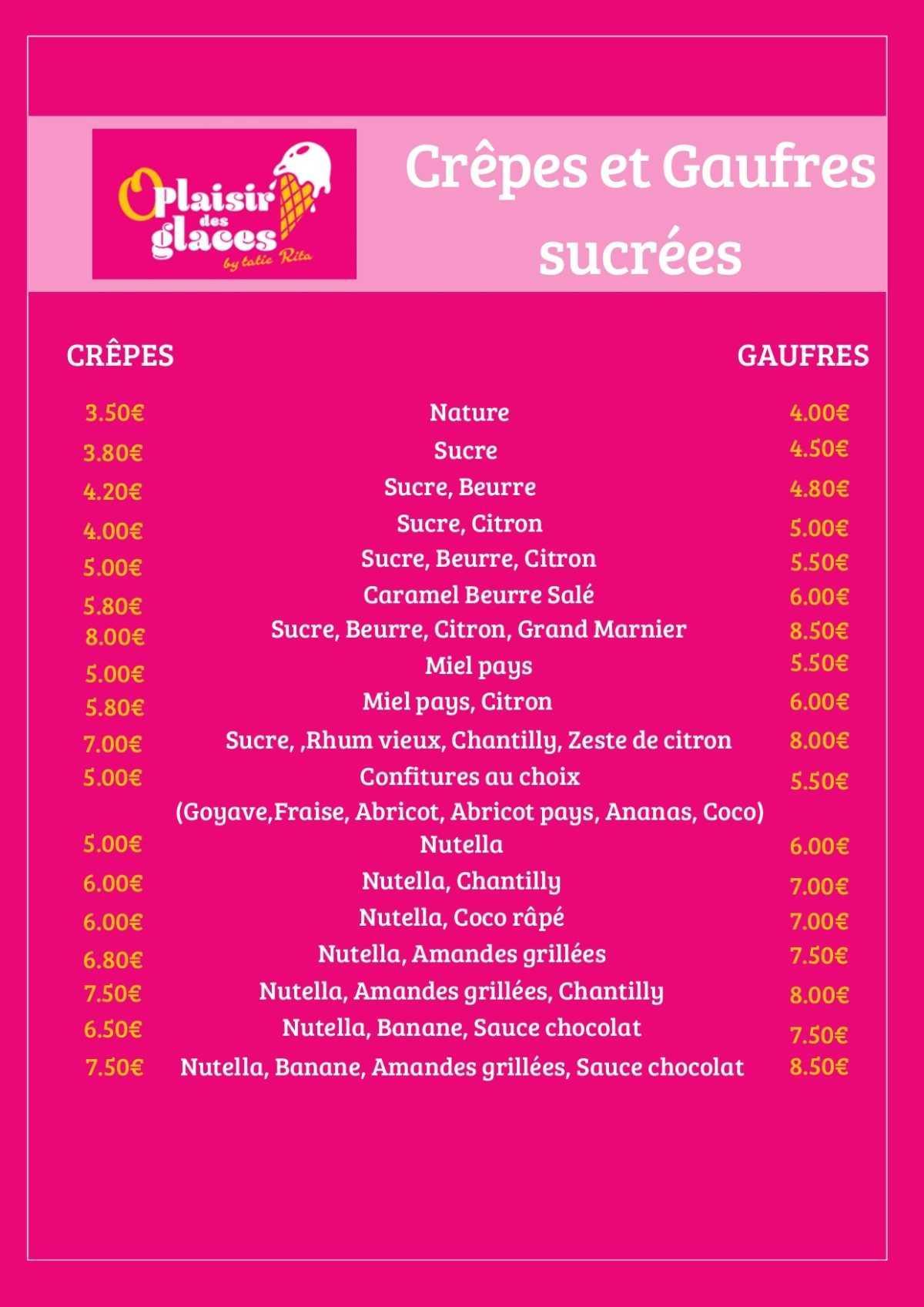 Notre menu