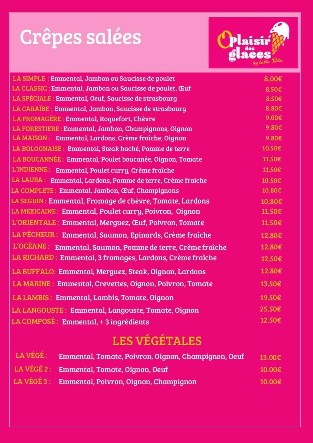 Notre menu