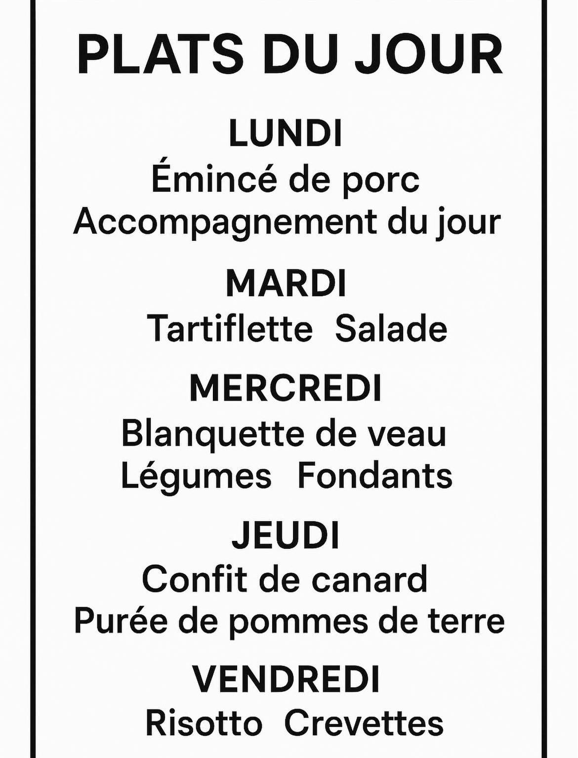 Plat du jour 12€90