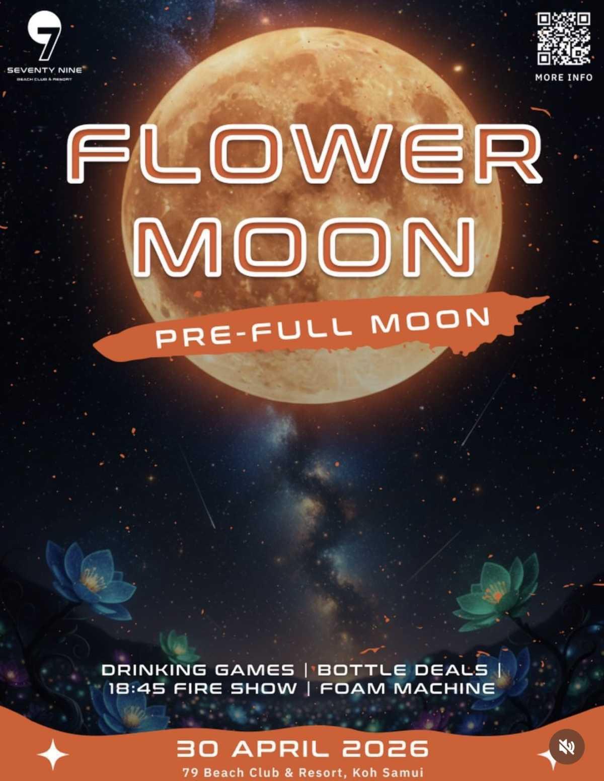 Flower Moon Pre-Full Moon Party at 79 Beach Club Koh Samui 🌕🎉