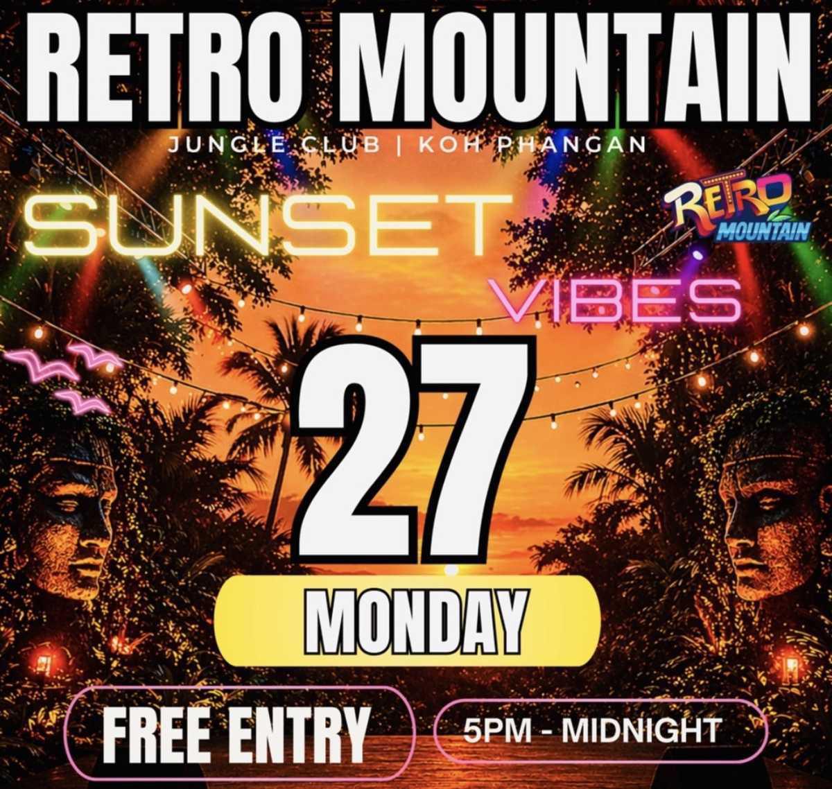 Retro Mountain – Sunset Vibes 🌅🌴