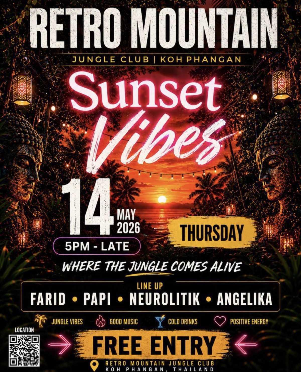 SUNSET VIBES AT RETRO MOUNTAIN 🌴