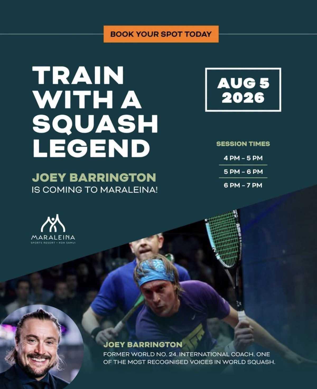 Train with Joey Barrington at Maraleina Sports Resort