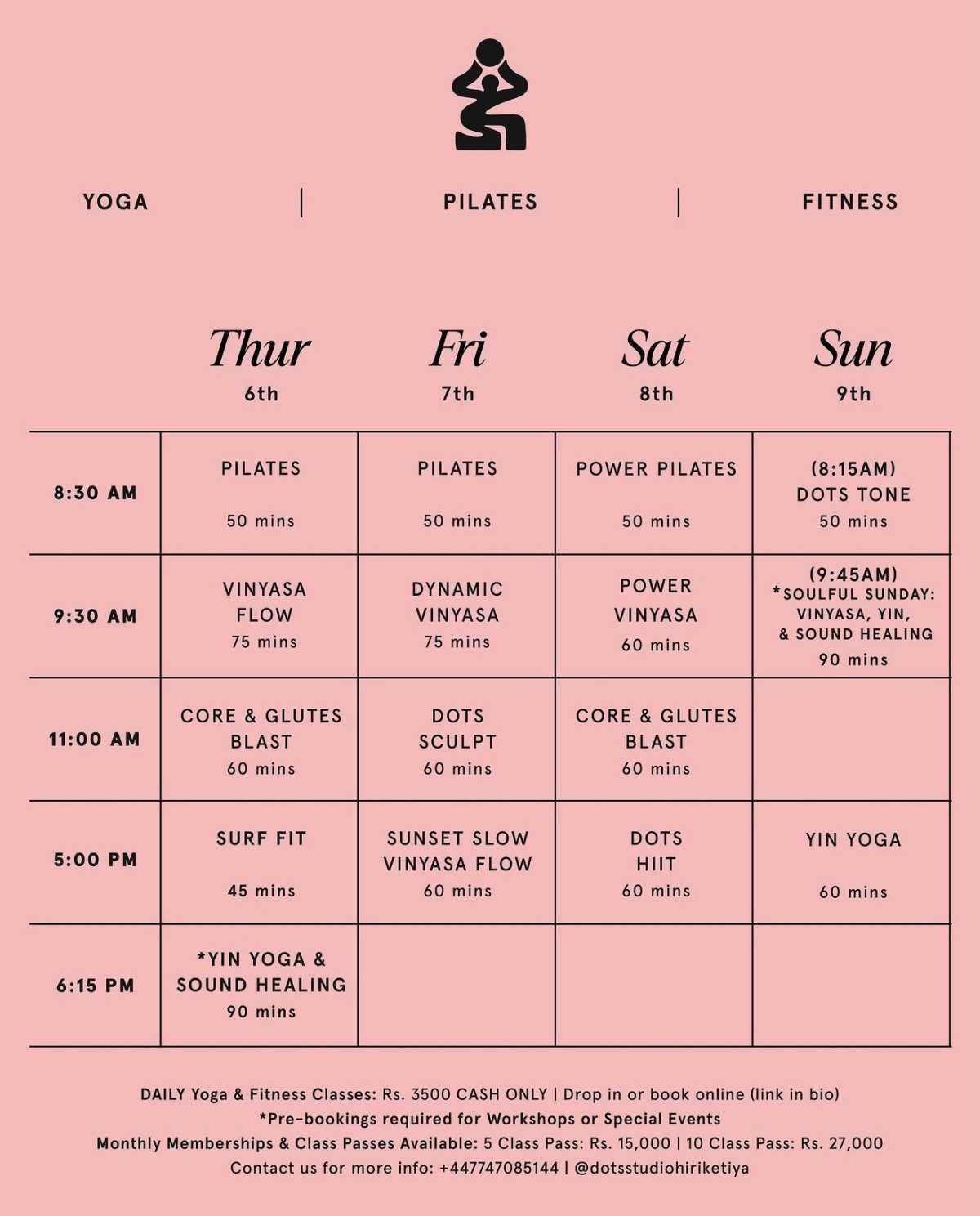 Dots Studio Hiriketiya β Weekly Class Schedule (3β9 August) Dots Studio Hiriketiya β Weekly Class Schedule (3β9 August)