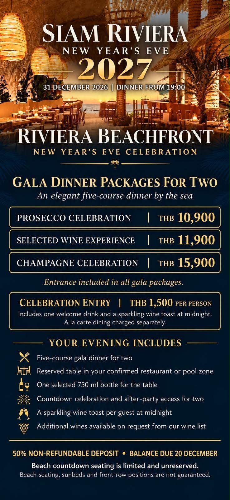 SIAM RIVIERA — NEW YEAR’S EVE 2027 AT ZEPHYR