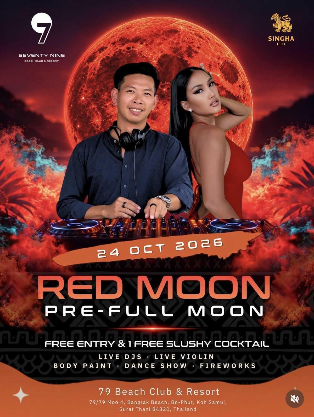 RED MOON — PRE-FULL MOON AT 79 BEACH CLUB 🔴🌕