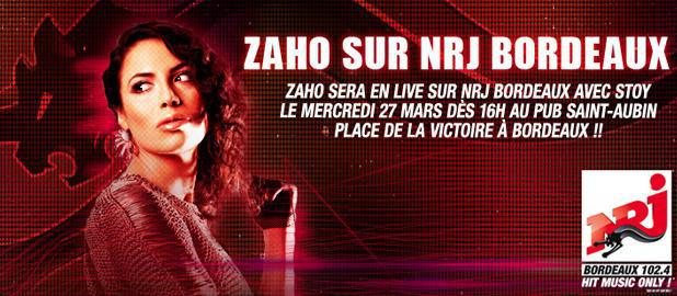 Zaho sur NRJ Bordeaux