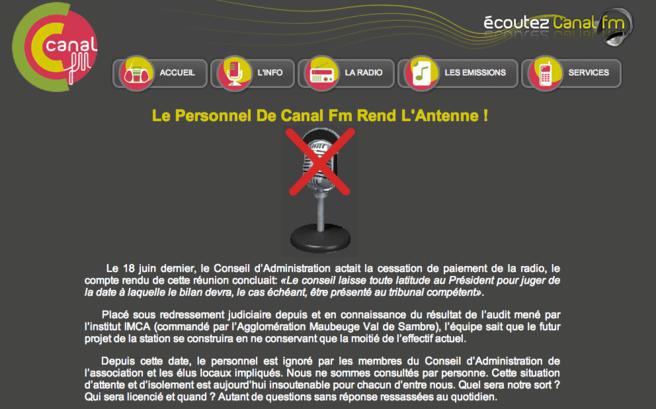Depuis ce matin, le site internet de Canal FM témoigne lui aussi de l'inquiétude des salariés