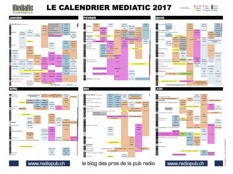 Le calendrier Mediatic 2017 est paru