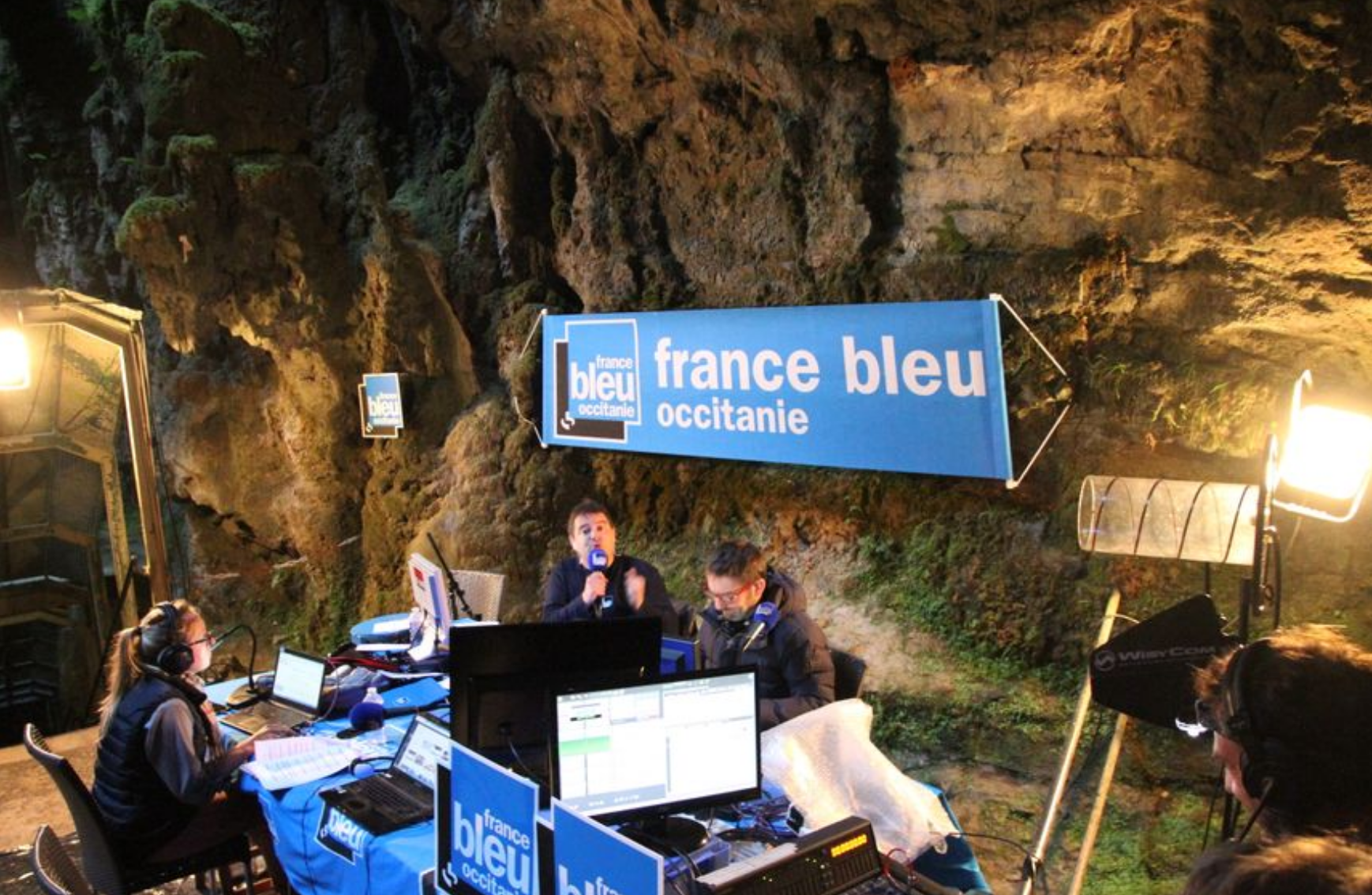 Hier matin, Alban Forlot a animé la matinale de France Bleu Occitanie depuis le gouffre de Padirac à 103 mètres sous terre © FF / Radio France