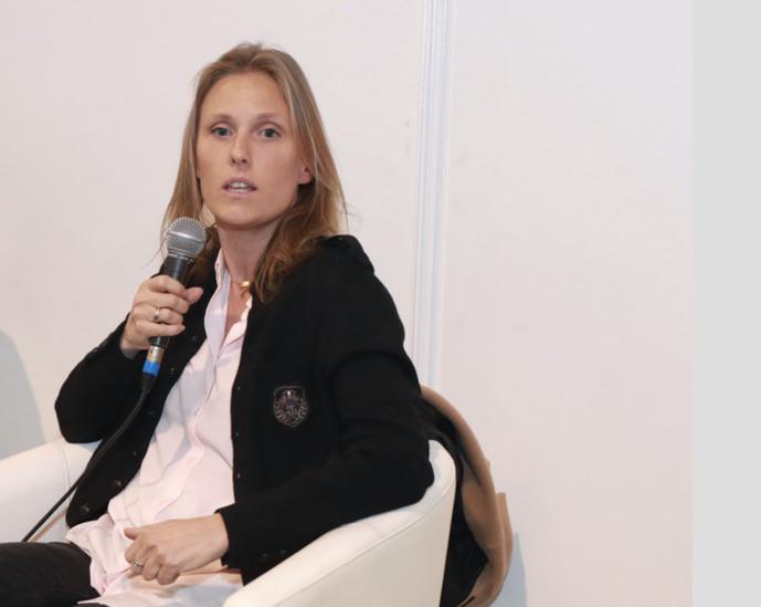 Virginie Maire, ici au Salon de la Radio et de l'Audio Digital, dirige Sybel © Linda Viksna / La Lettre Pro de la Radio