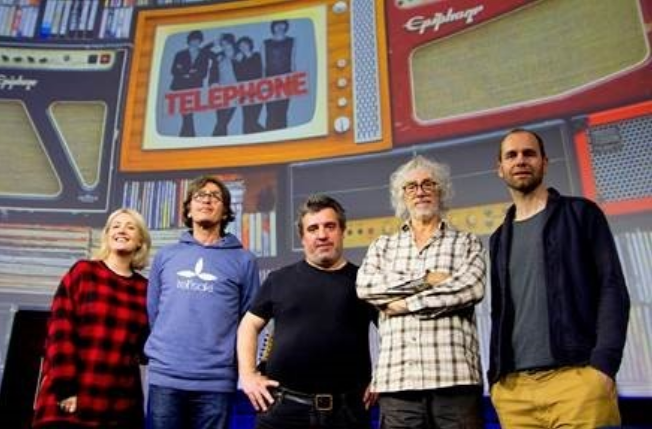 Emilie Mazoyer, Richard Kolinka, Louis Bertignac avec Sébastien Guidis et Julien Tharaud les réalisateurs © Thomas Landon / Europe 1