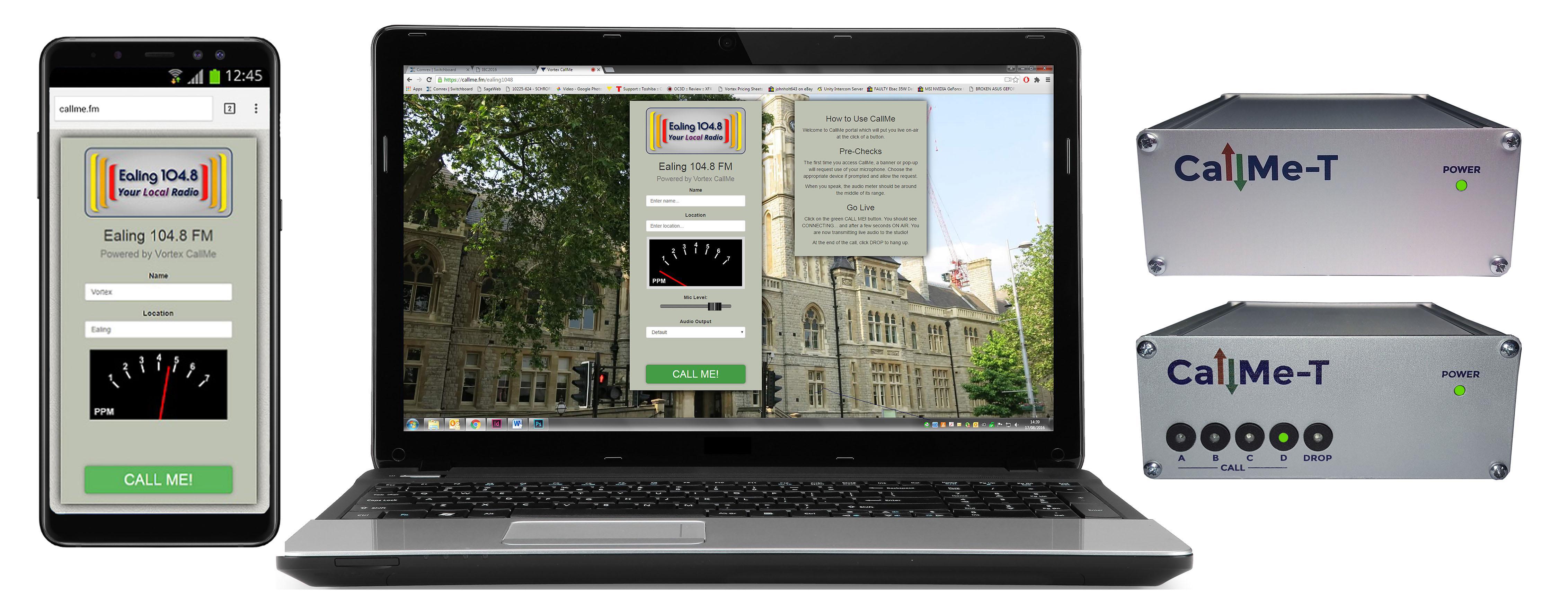 CallMe fonctionne sur ordinateur, smartphone ou tablette avec la solution back-end low cost CallMe-T. © Vortex.
