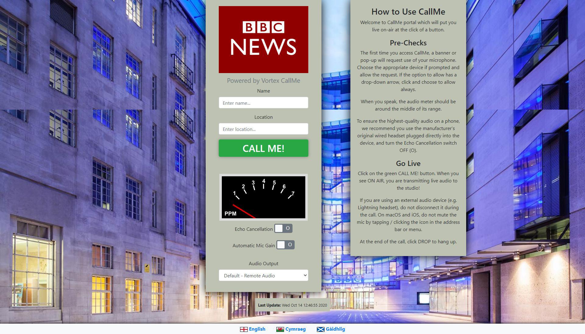 La solution CallMe Click-&-Connect, née de recherches avec la BBC. © Vortex.