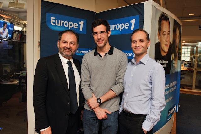 François Geffrier lauréat de la bourse Lauga-Delmas avec Denis Olivennes et Fabien Namias  © Gil Lefauconnier- Capa Pictures Europe 1