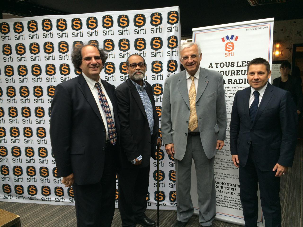 Philippe Gault, Tarek Mami, Nicolas About (CSA) et Mathieu Quétel, ce matin lors du lancement de "L’Appel du 17 juin" © SIRTI