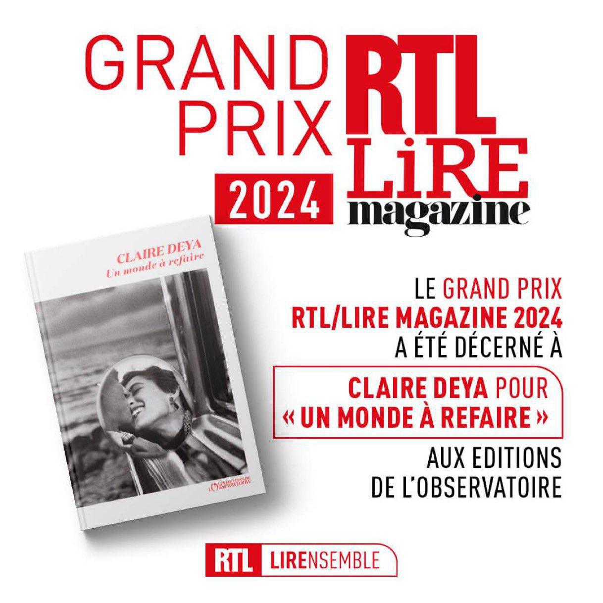 RTL remet son Grand Prix RTL/Lire Magazine 2024