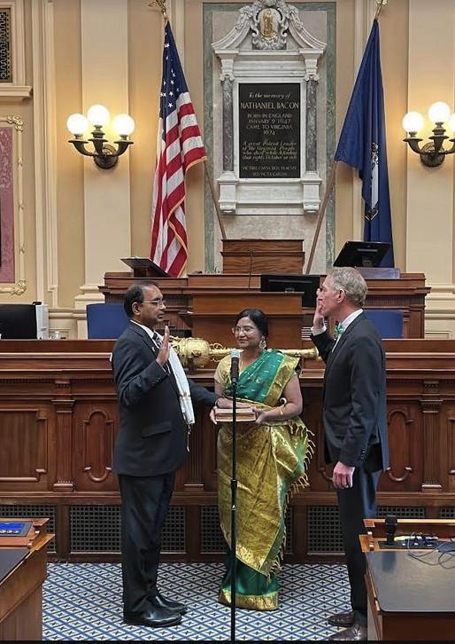 Kannan Srinivasan became the First Indian-American immigrant sworn in as a Virginia State Delegate