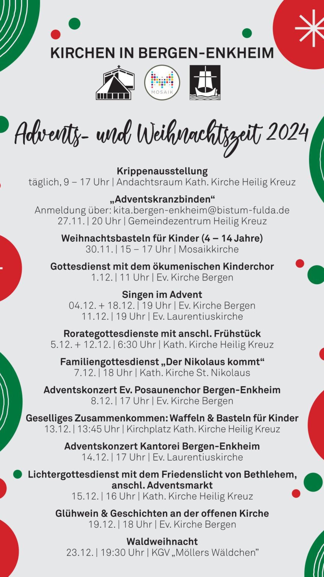 Kirchen in Bergen-Enkheim: Gemeinsam unterwegs in der Advents- und Weihnachtszeit Kirchen in Bergen-Enkheim: Gemeinsam unterwegs in der Advents- und Weihnachtszeit