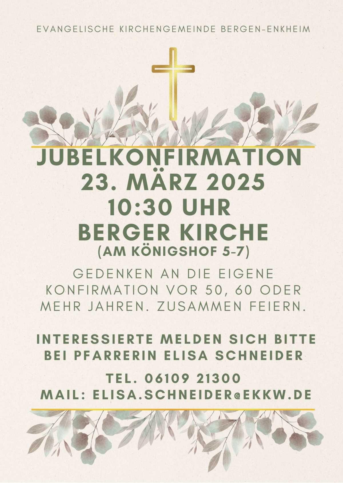 Jubelkonfirmation 23. März Jubelkonfirmation 23. März