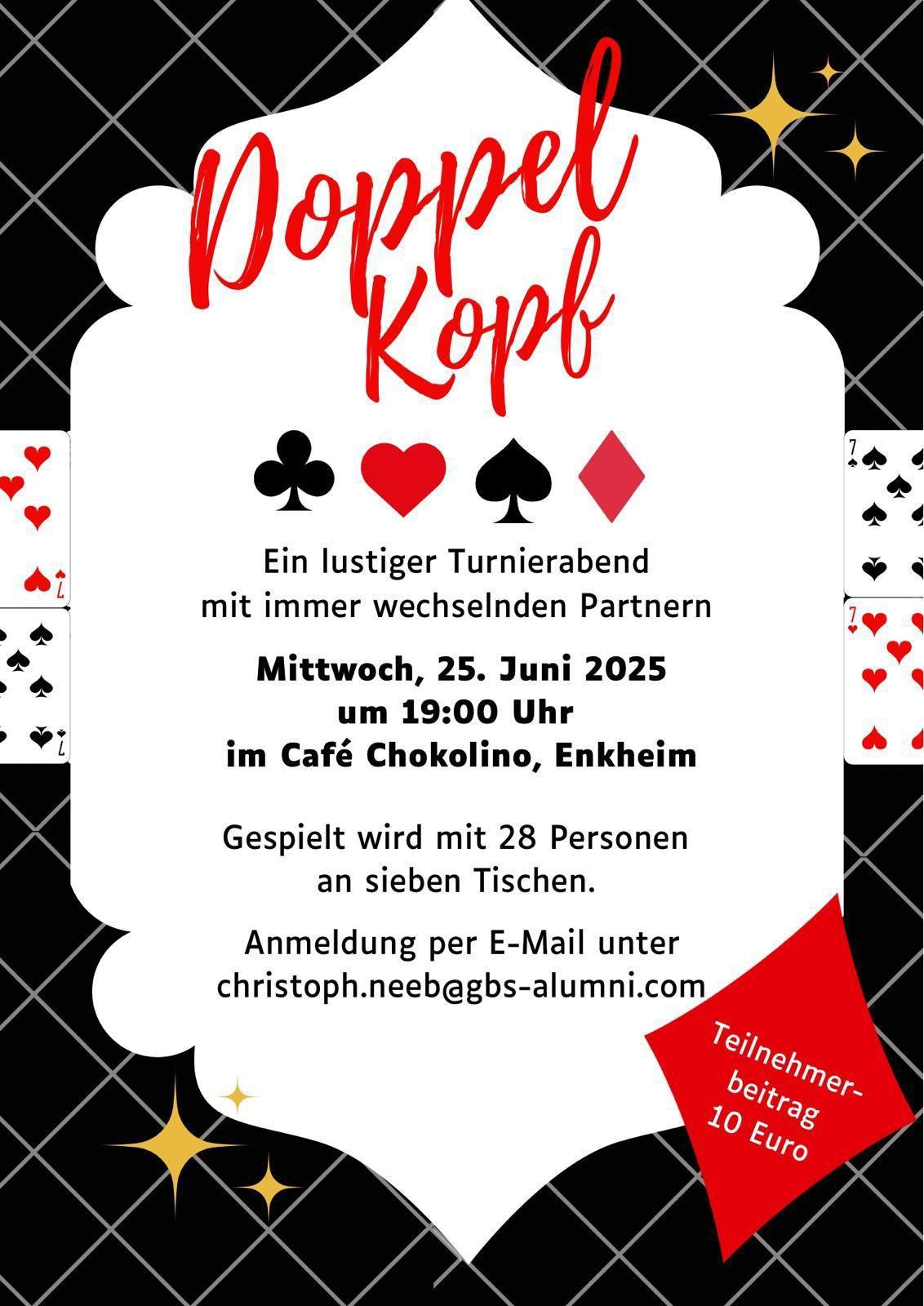 Doppelkopf Turnier im Chockolino: Jetzt anmelden! 🎉 Doppelkopf Turnier im Chockolino: Jetzt anmelden! 🎉