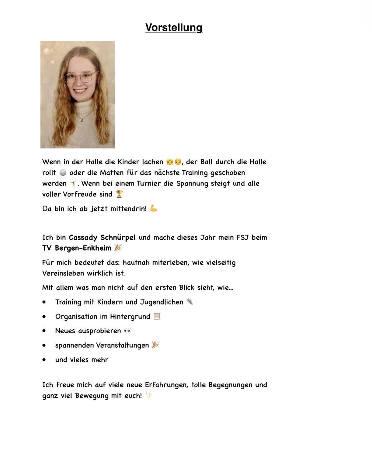 Vorstellung FSJlerin
