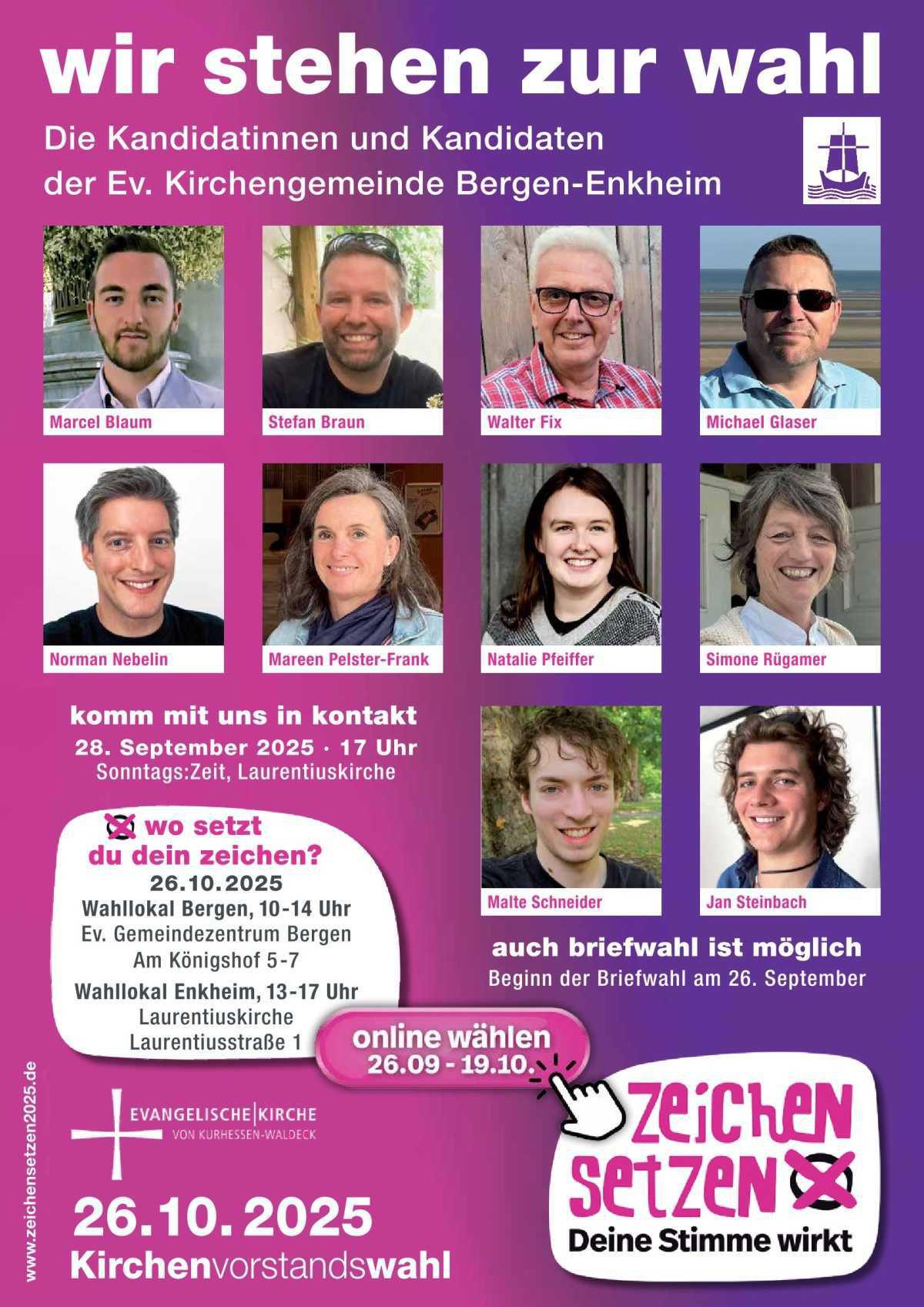 Kirchenvorstandswahl in der Evangelischen Kirchengemeinde Bergen-Enkheim
