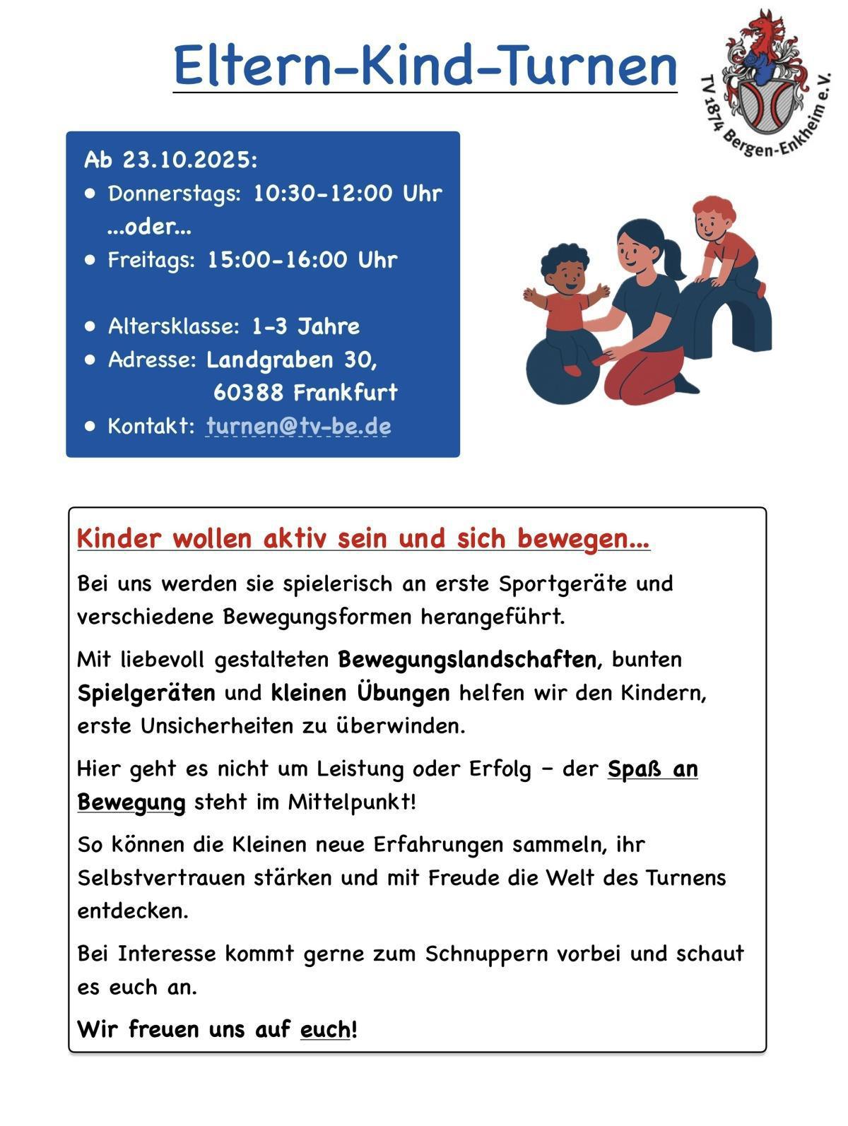 Neue Eltern- Kind Turnstunde- jetzt donnerstags & freitags 