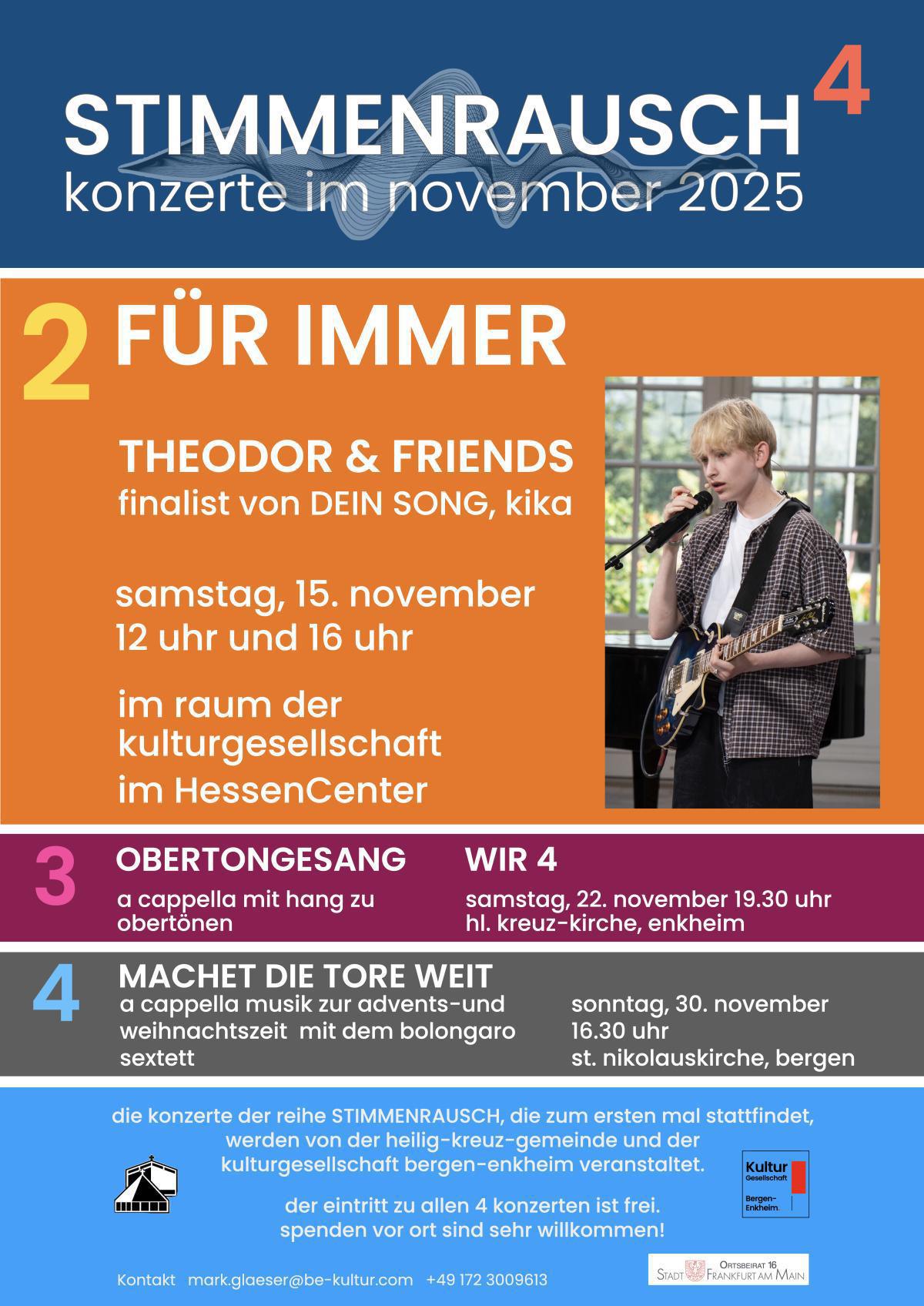 stimmenrausch 2/4 - FÜR IMMER - theodor & friends - 2 konzerte !