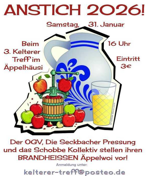 Äppelwoi Anstich - 3. Kelterer Treff im Äppelhäusi Äppelwoi Anstich - 3. Kelterer Treff im Äppelhäusi