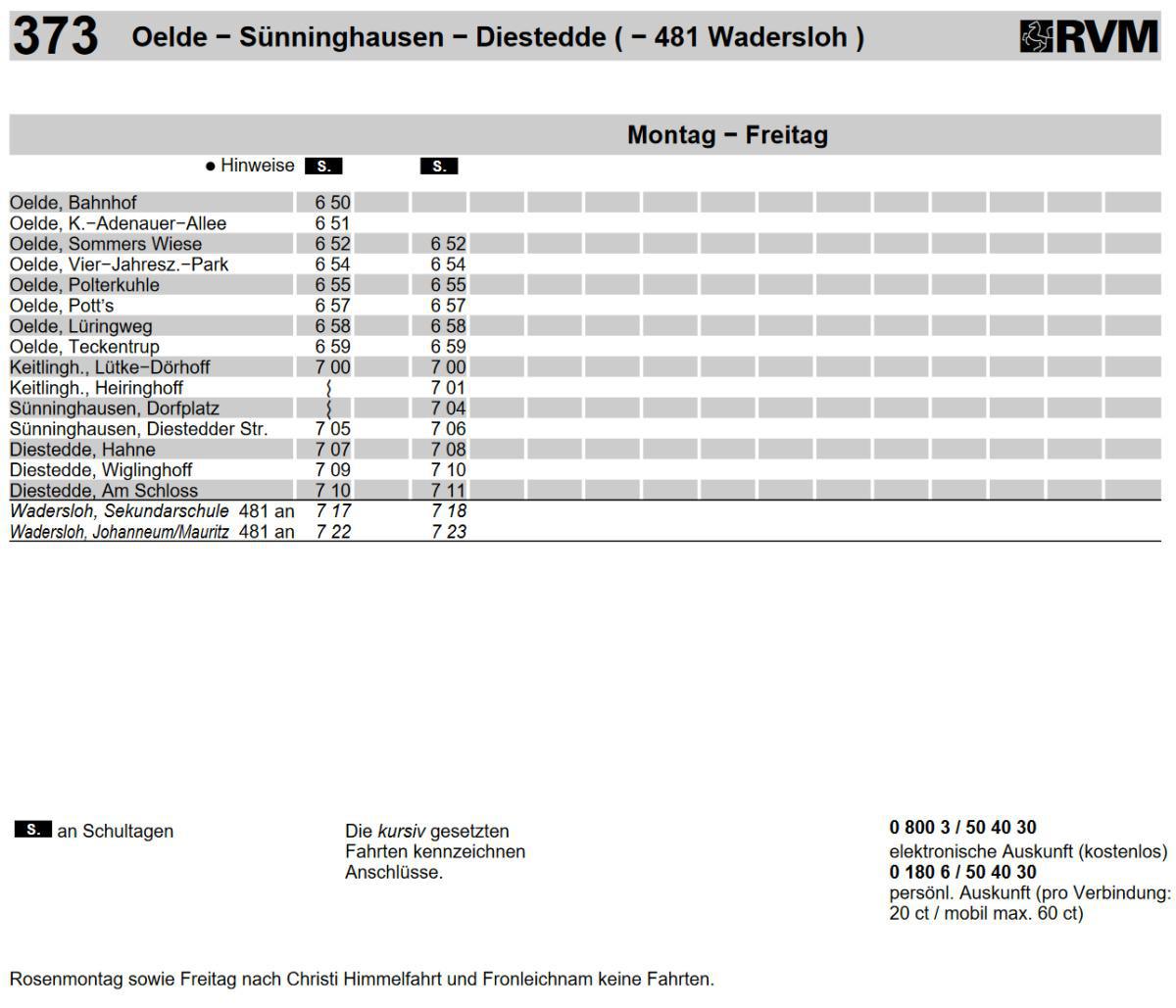 373 - Oelde − Sünninghausen − Diestedde ( − 481 Wadersloh )