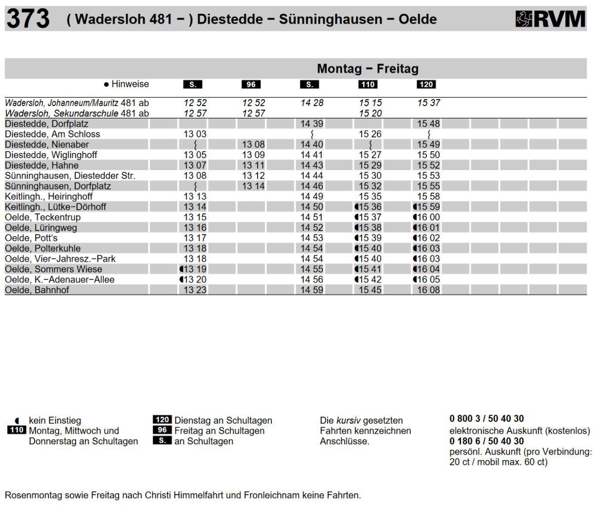 373 - Oelde − Sünninghausen − Diestedde ( − 481 Wadersloh )