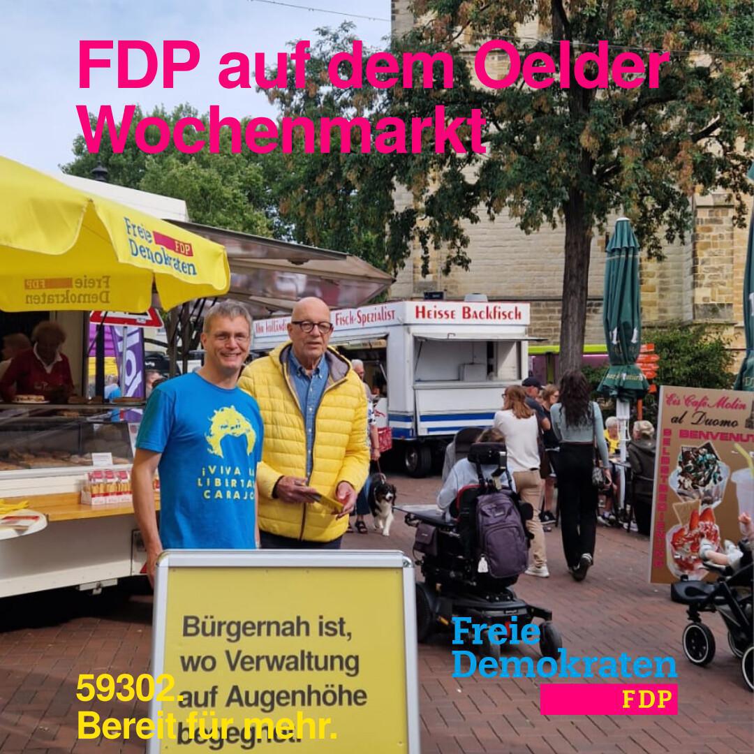 FDP Oelde auf dem Oelder Wochenmarkt FDP Oelde auf dem Oelder Wochenmarkt