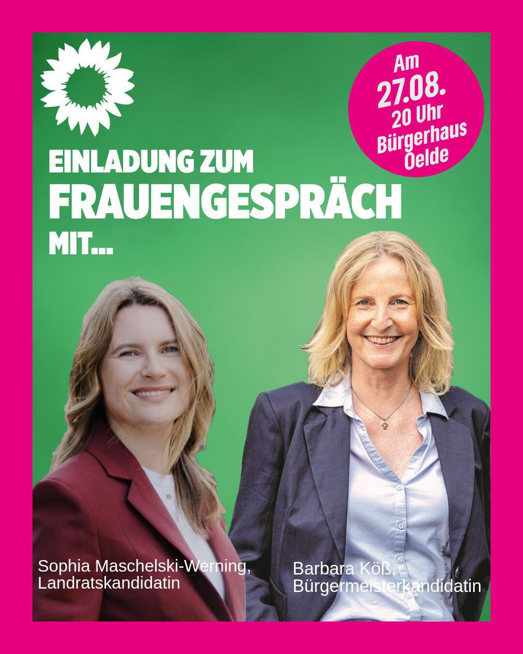 Barbara Köß und Sophia Maschelski-Werning laden zum Frauengespräch ein Barbara Köß und Sophia Maschelski-Werning laden zum Frauengespräch ein