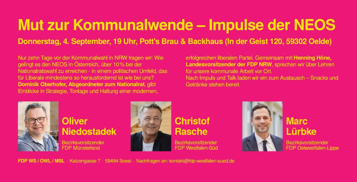 FDP Bezirksverband Münsterland & FDP Oelde: Dominik Oberhofer - Liberale auf Erfolgskurs / Die NEOS in Österreich! 