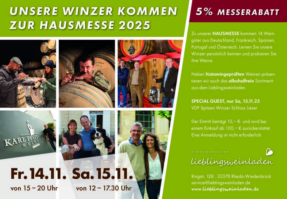 Lieblingsweinladen: Hausmesse 2025 mit Special Guest VDP Spitzen Winzer Schloss Lieser