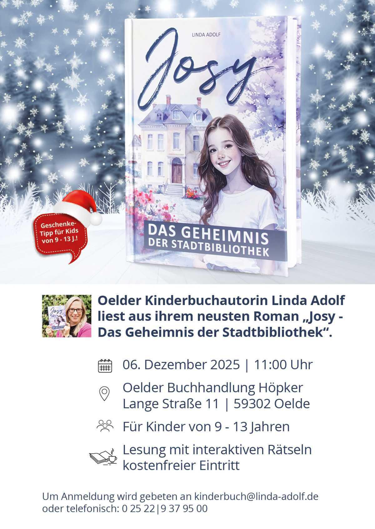 Kinderbuchlesung "Josy - Das Geheimnis der Stadtbibliothek" Kinderbuchlesung "Josy - Das Geheimnis der Stadtbibliothek"