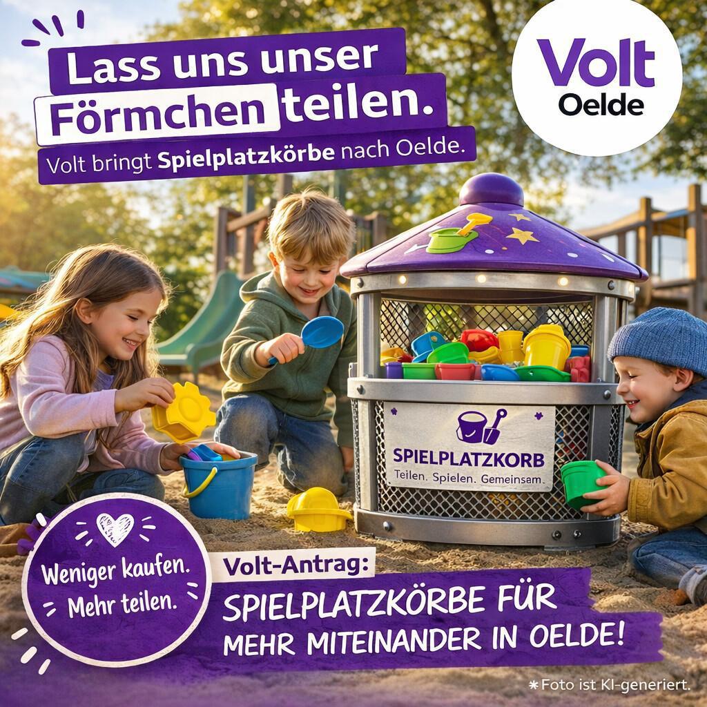 VOLT schlägt Spielgeräte-Körbe auf Spielplätzen vor: Pilotprojekt für mehr Miteinander VOLT schlägt Spielgeräte-Körbe auf Spielplätzen vor: Pilotprojekt für mehr Miteinander