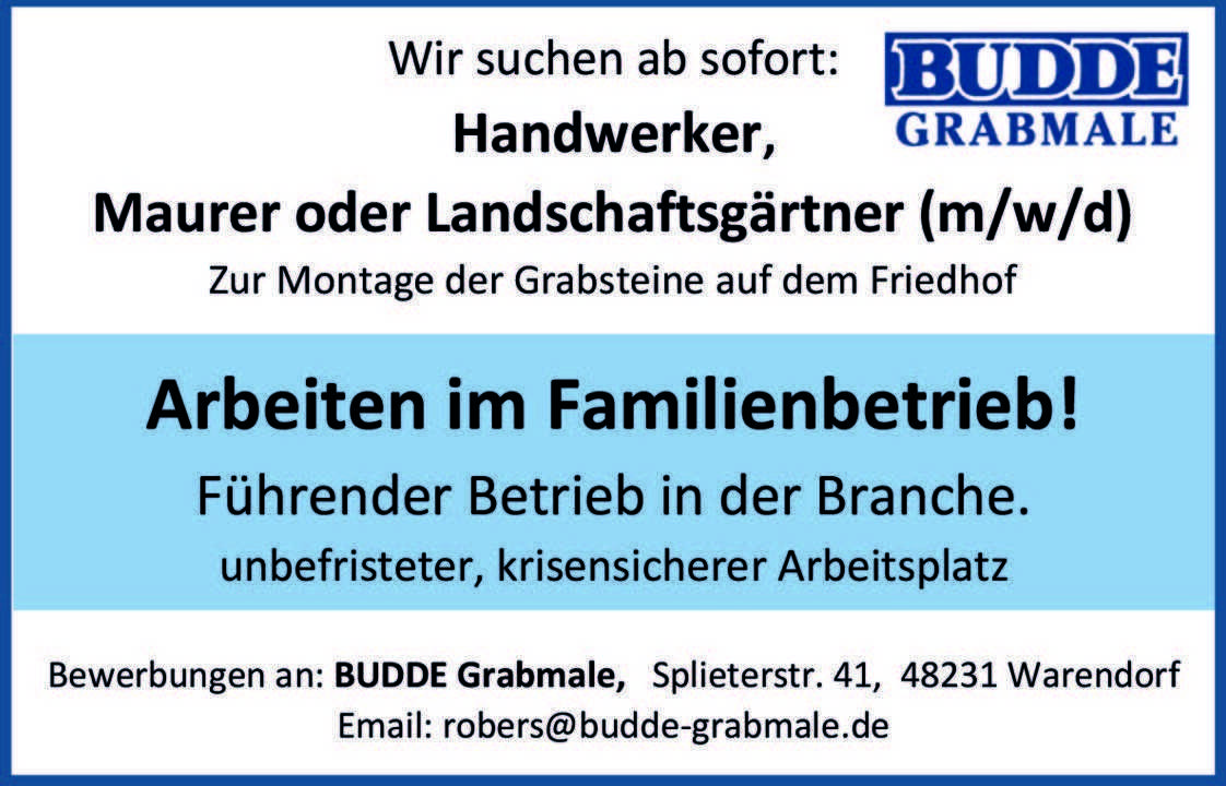 Handwerker, Maurer oder Landschaftsgärtner (m/w/d) Handwerker, Maurer oder Landschaftsgärtner (m/w/d)